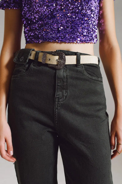 Khaki green relaxed pants with pocket detail at the waist - Jeans