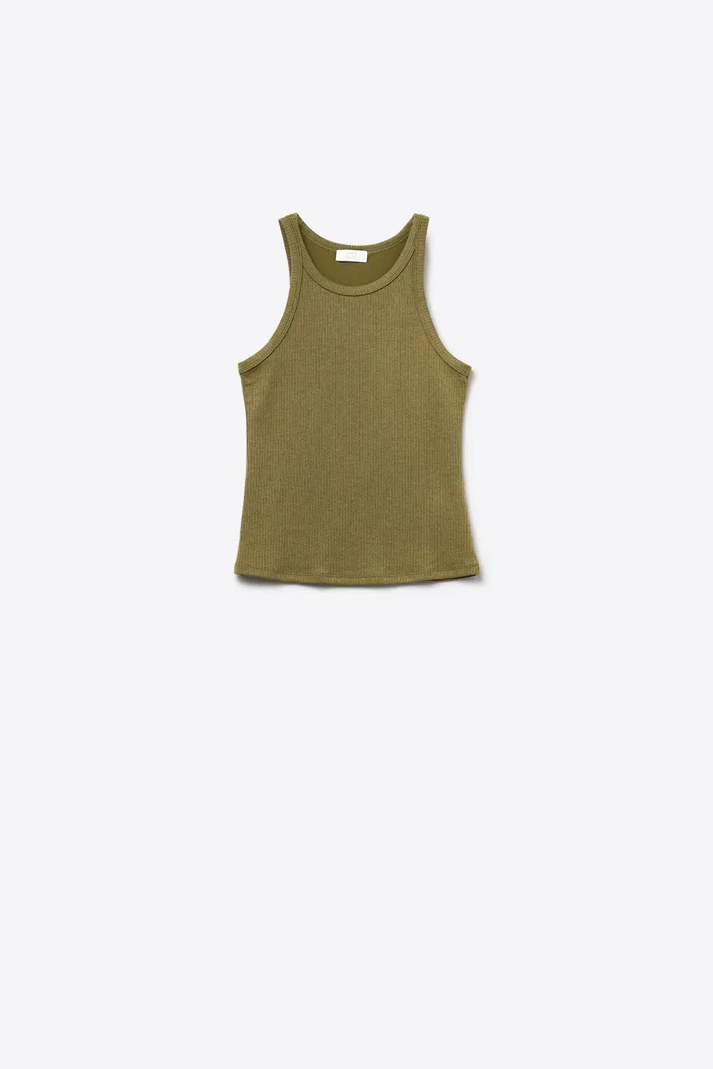 Khaki Tight-fitting swimmer-type T-shirt with round neckline and straps - Tops