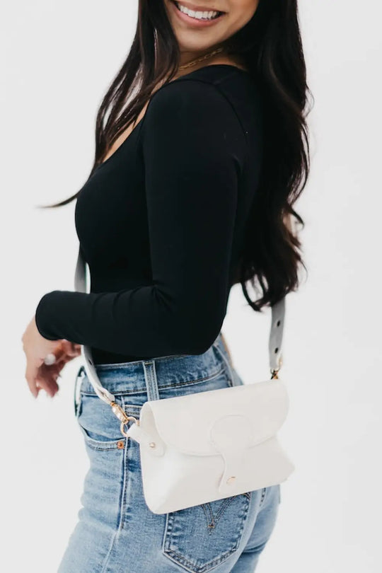 Khloe Vegan Leather Crossbody - White - Crossbody Bag