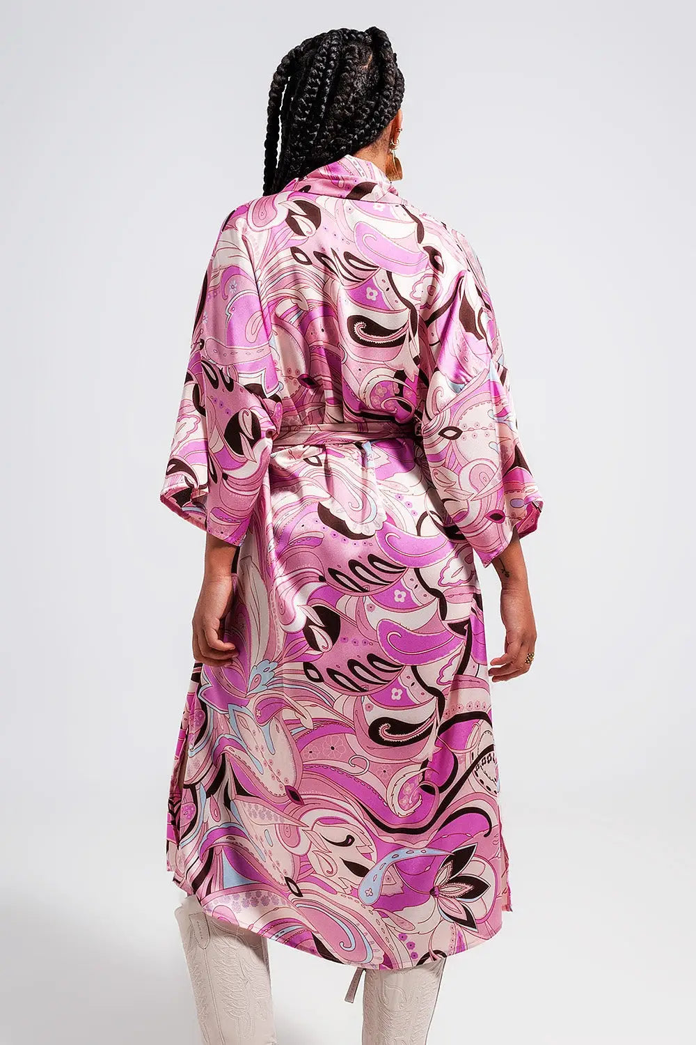 Kimono à imprimé abstrait rose - Vestidos