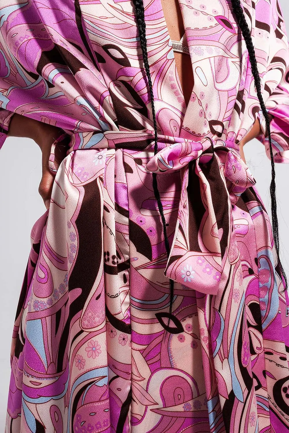 Kimono à imprimé abstrait rose - Vestidos