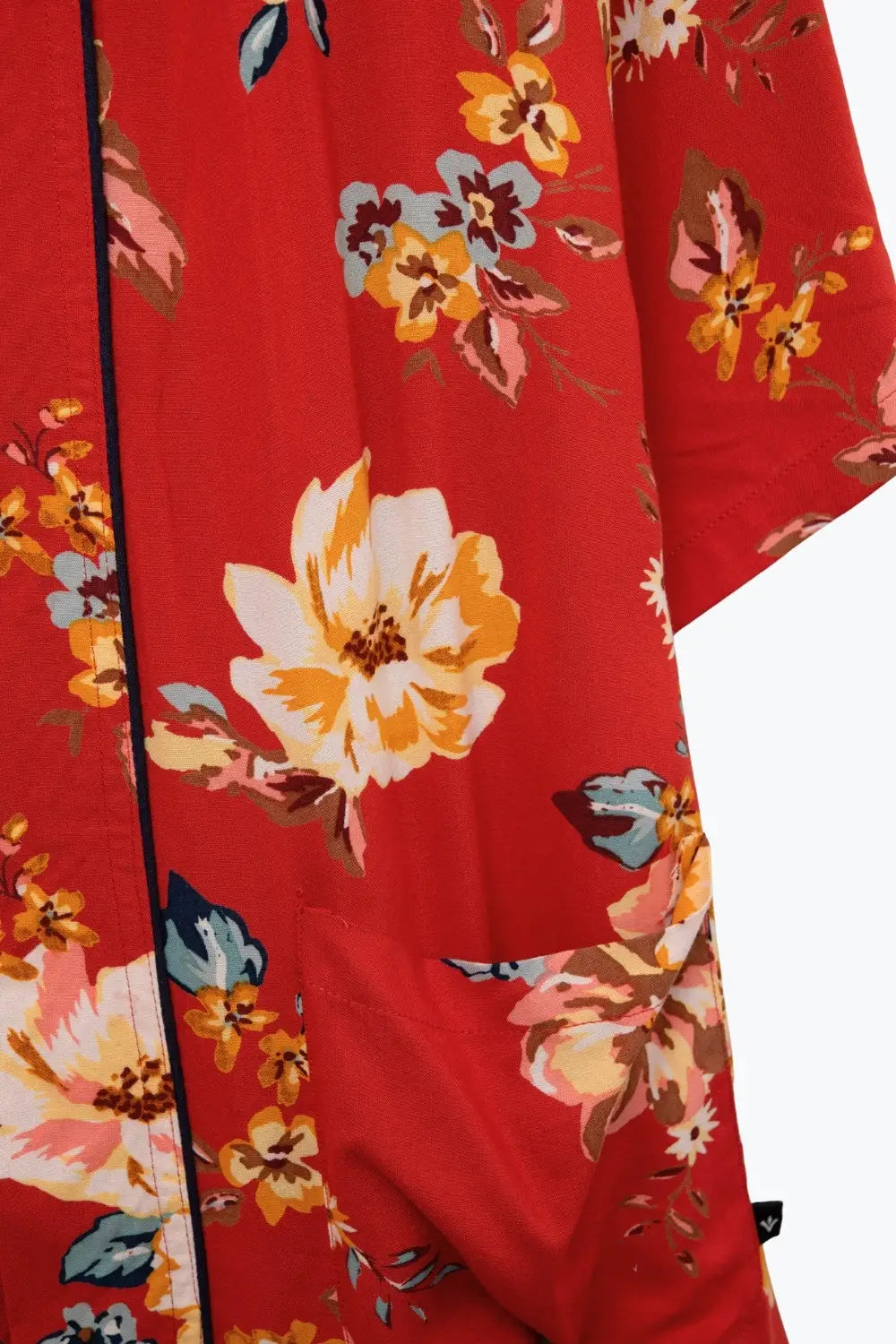 Kimono long à fleurs rouges - One Size / orange - Vestes