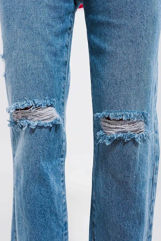 Knee rip jeans in light wash blue - Jeans