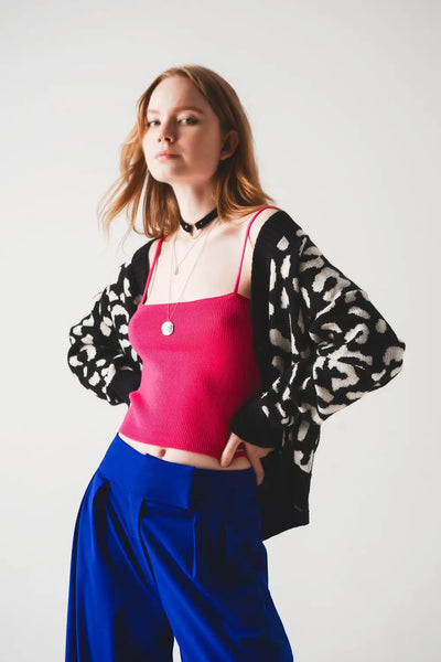 Knitted clean ribbed tank top in fucshia - Sweaters