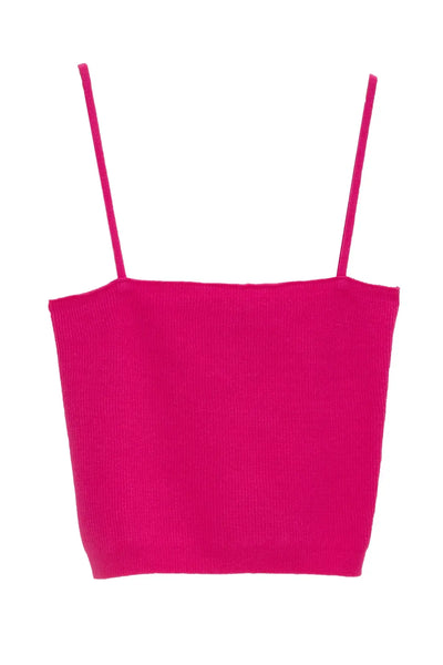 Knitted clean ribbed tank top in fucshia - Sweaters