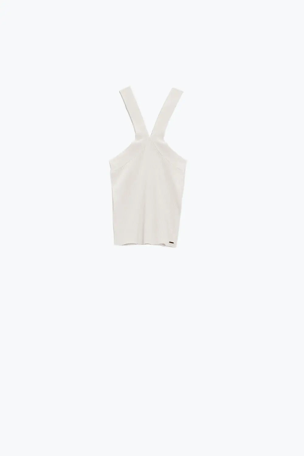 Knitted Cross Front Cropped Top in White - Sweaters