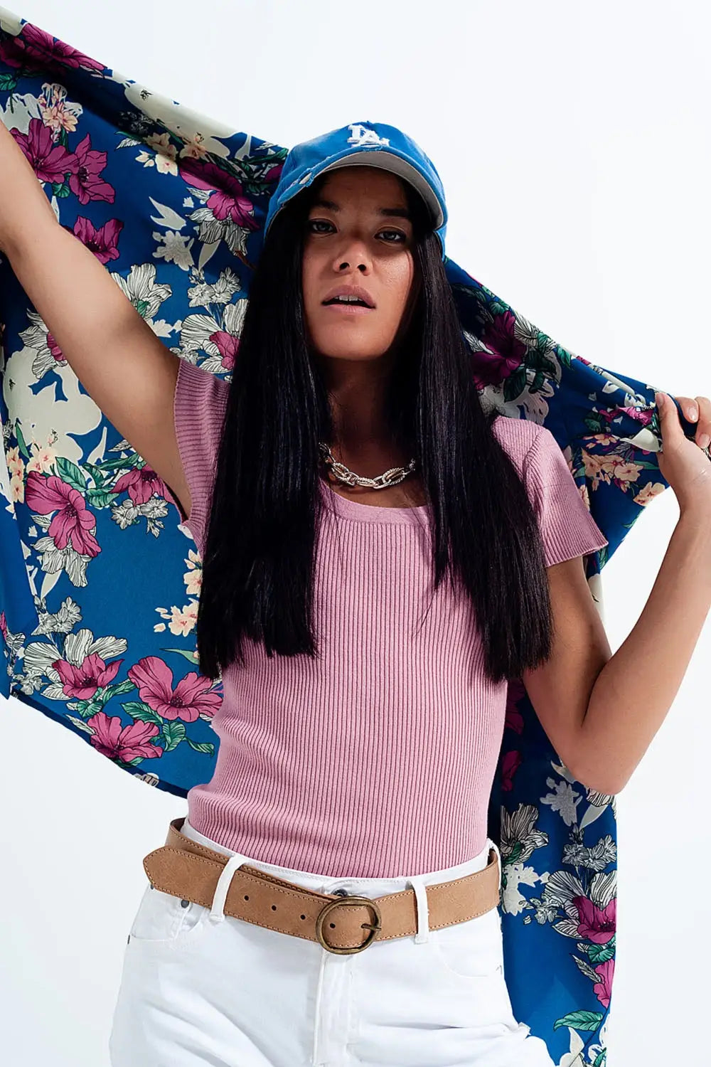 Knitted fit rib crew neck sweater in pink - Sweaters