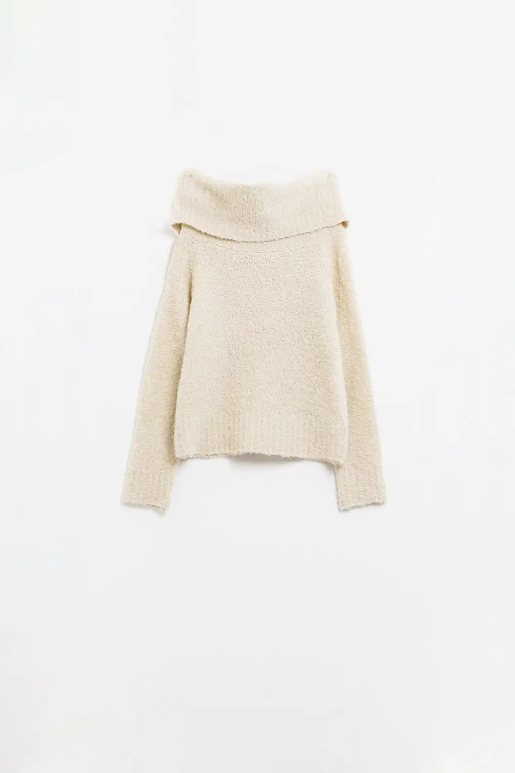 Q2 knitted fluffy boat neck sweater in cream