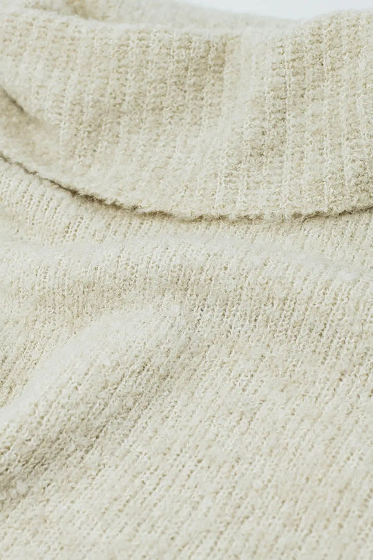 knitted fluffy high neck sweater in beige - One Size / White - Sweaters