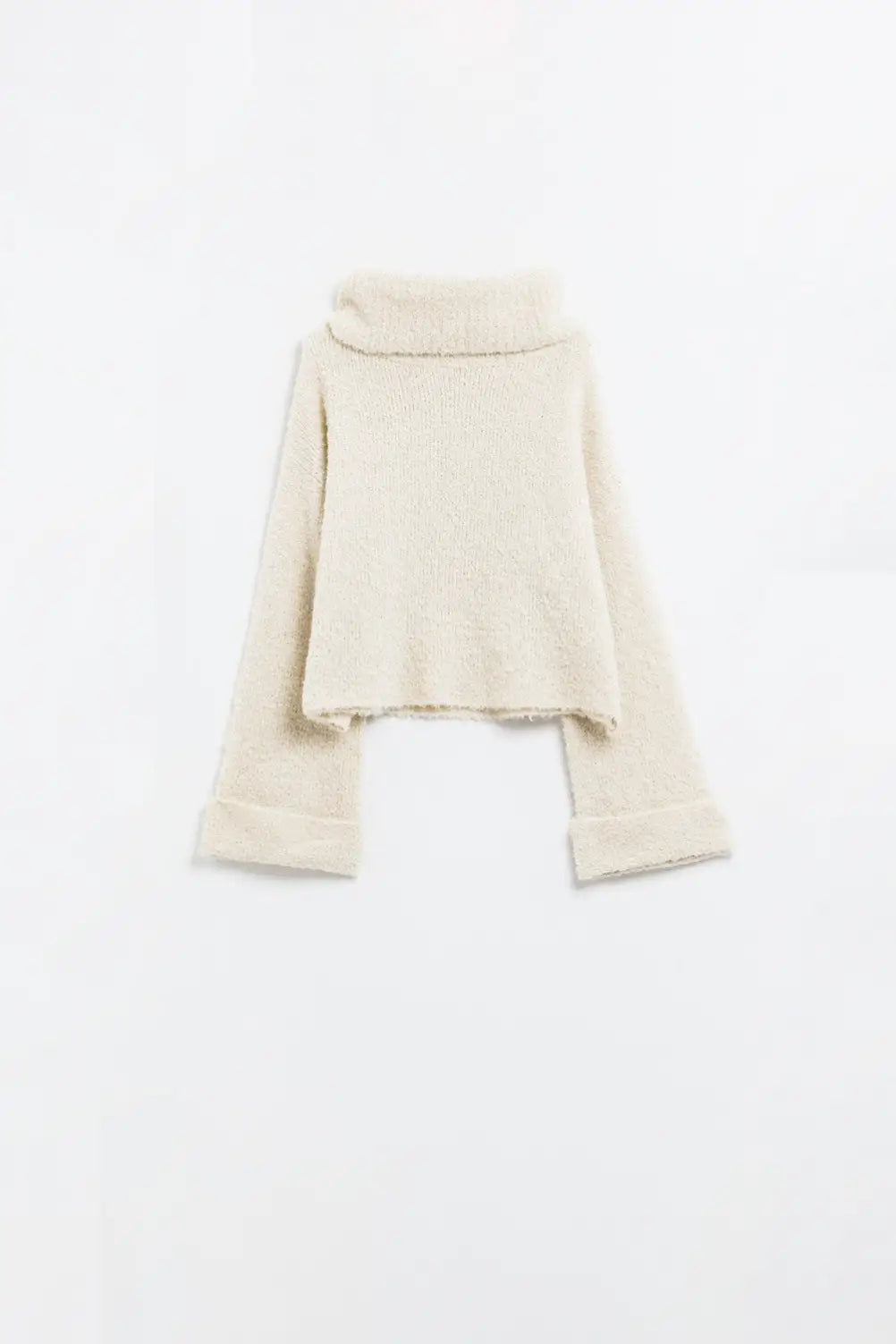 knitted fluffy high neck sweater in beige - One Size / White - Sweaters