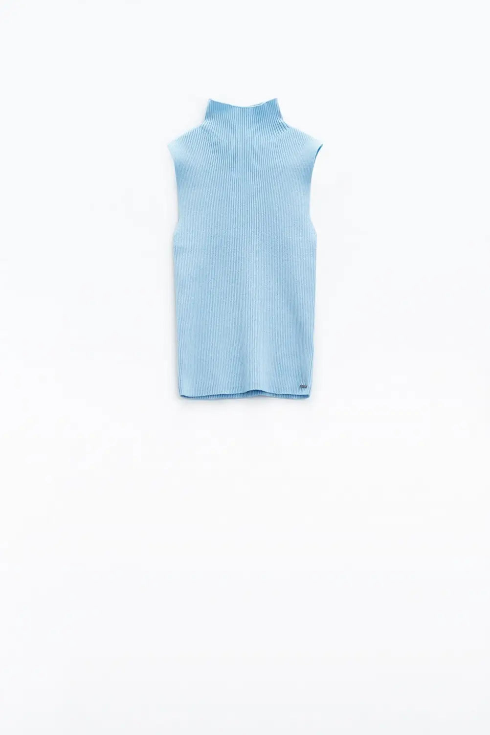 Knitted light blue top without sleeves - Sweaters