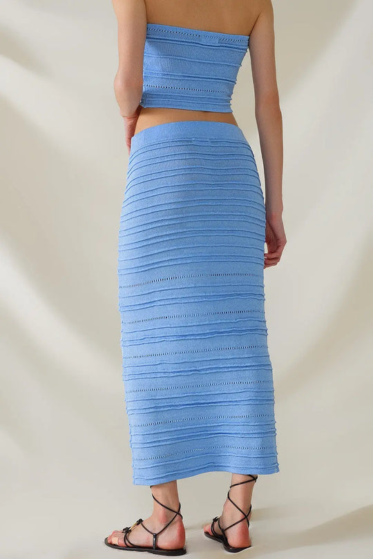Knitted Midi pencil Skirt in light blue - One Size / Blue - Skirts