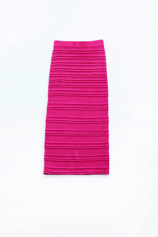 Knitted Midi Skirt in Fuschia - One Size / Fuchsia - Skirts