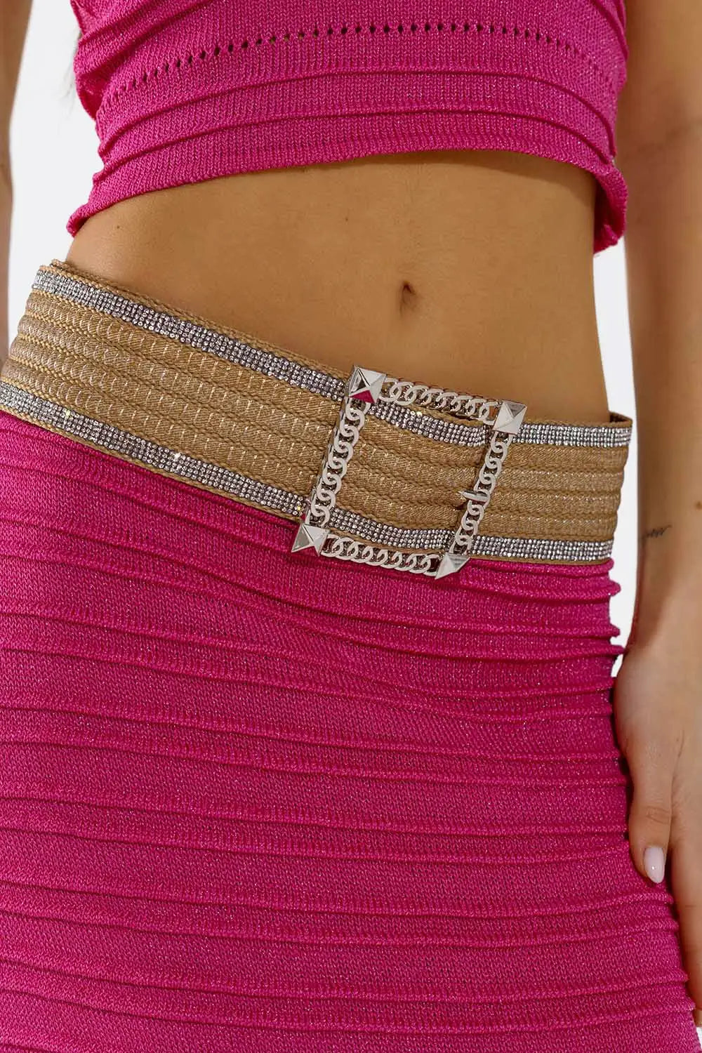 Knitted Midi Skirt in Fuschia - One Size / Fuchsia - Skirts