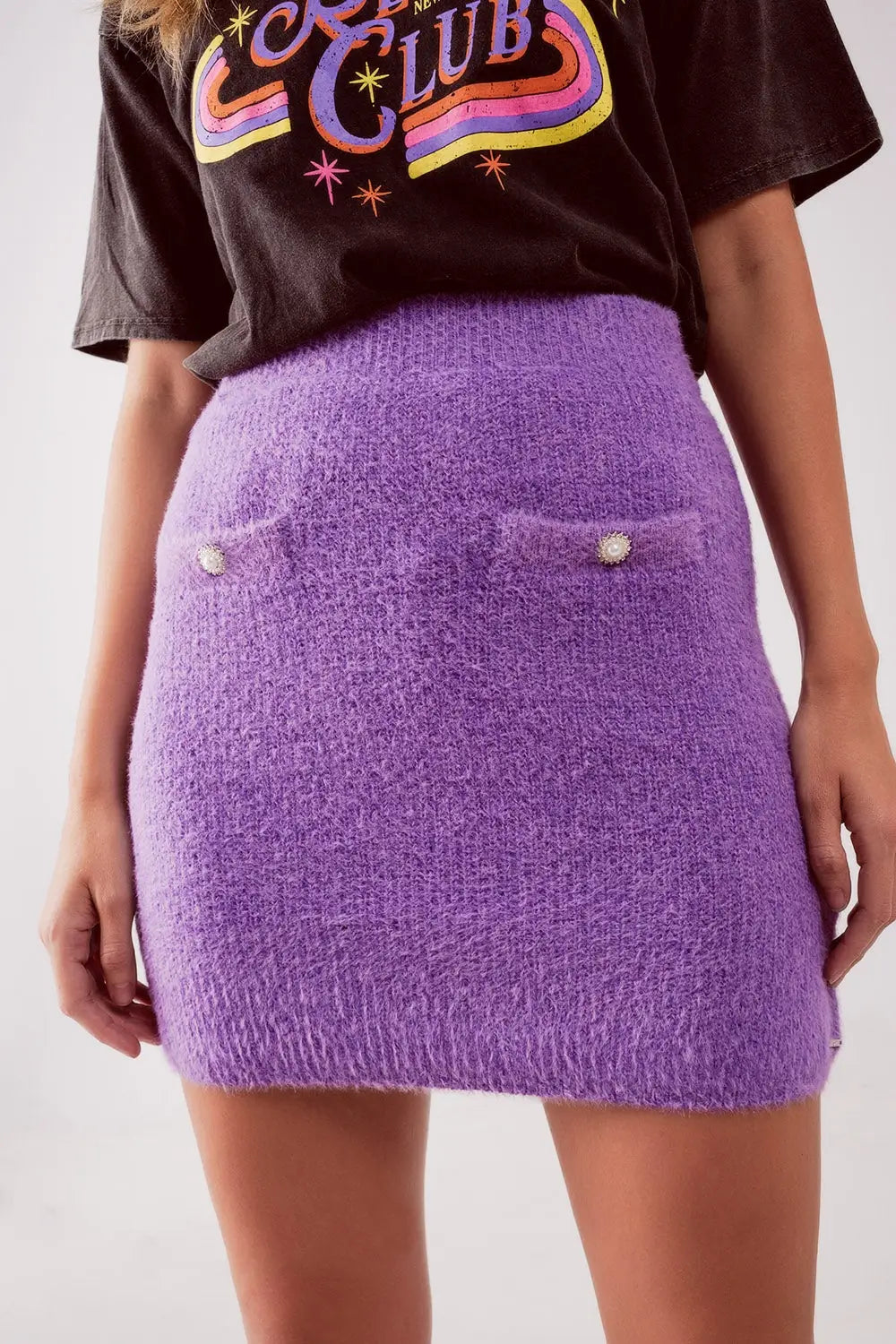 Knitted mini skirt in purple - Skirts