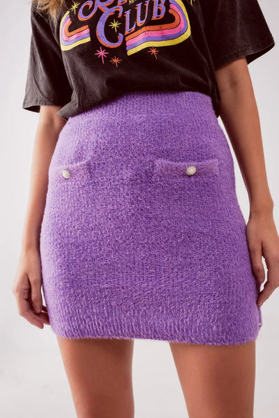 Knitted mini skirt in purple - Skirts
