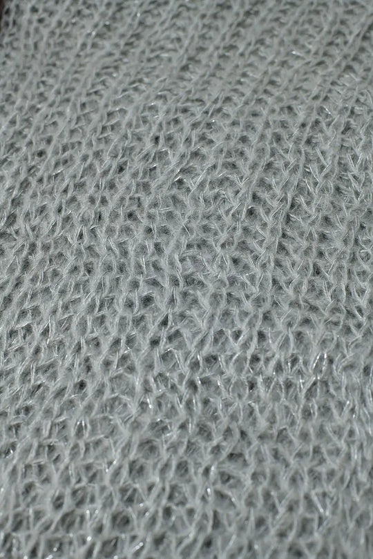 knitted scarf with silver thread - One Size / Grey - Scarves &amp; Hats