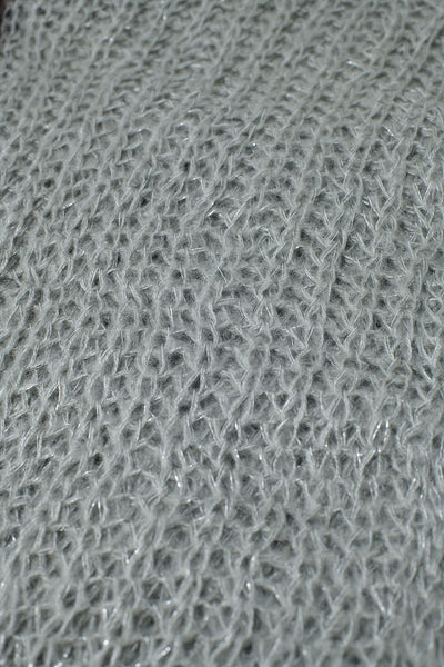 knitted scarf with silver thread