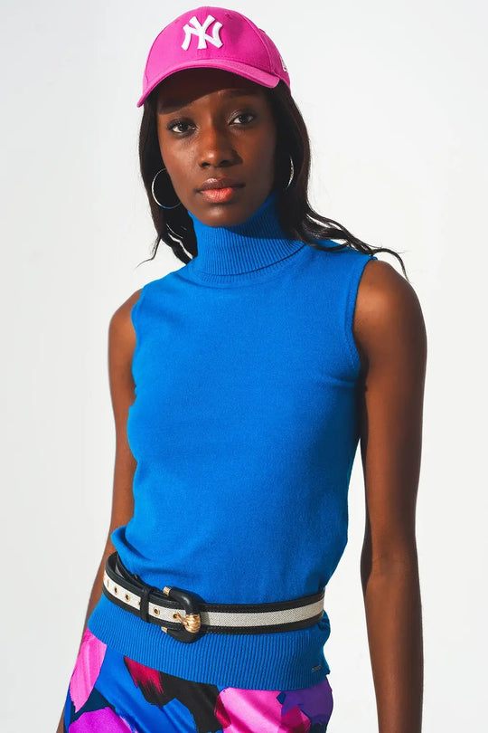 Knitted tank jumper in blue - Sweaters