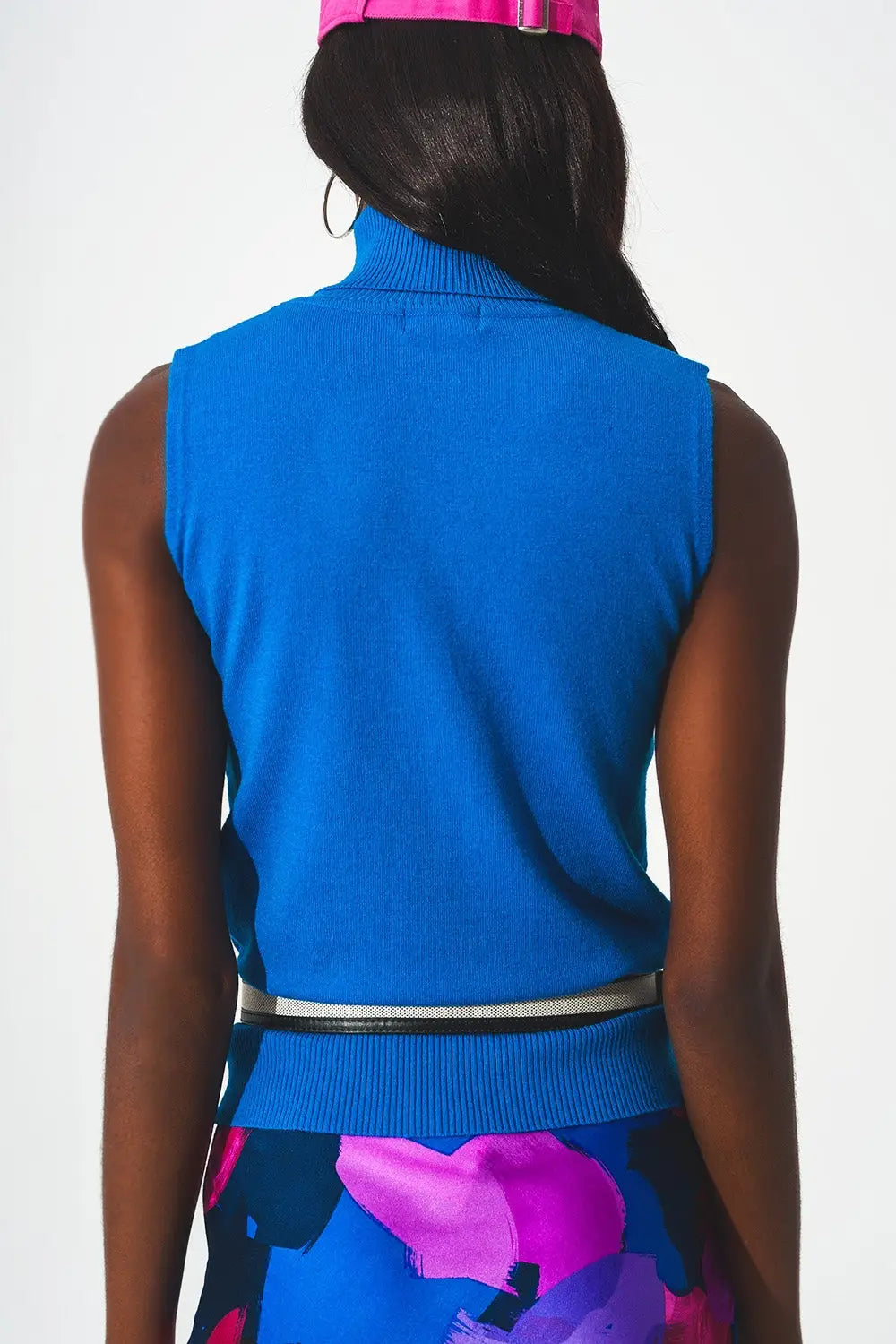 Knitted tank jumper in blue - Sweaters