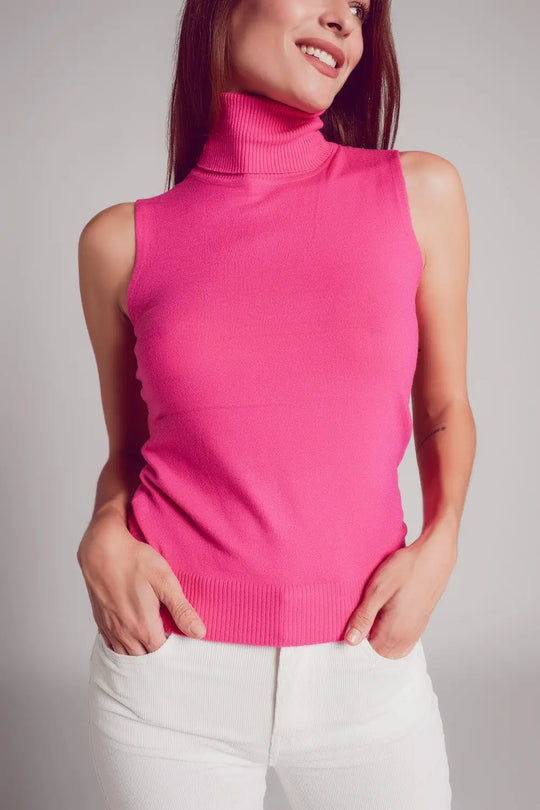 Knitted tank jumper in fuchsia - Sweaters