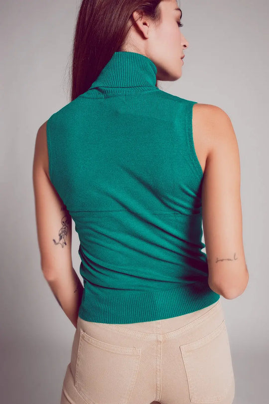 Knitted tank jumper in green - Sweaters