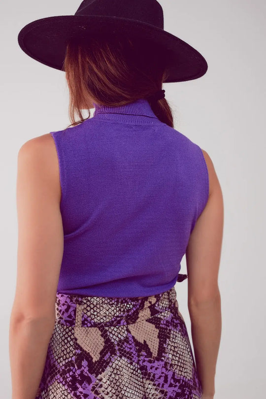 Knitted tank jumper in purple - Sweaters