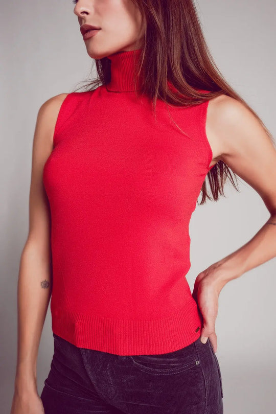 Knitted tank jumper in red - Sweaters