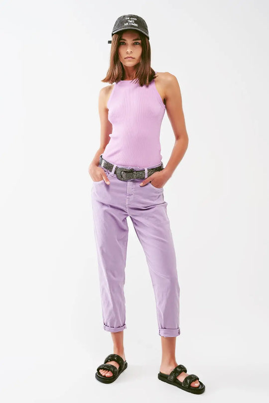 Knitted Tank Top in Purple - Sweaters