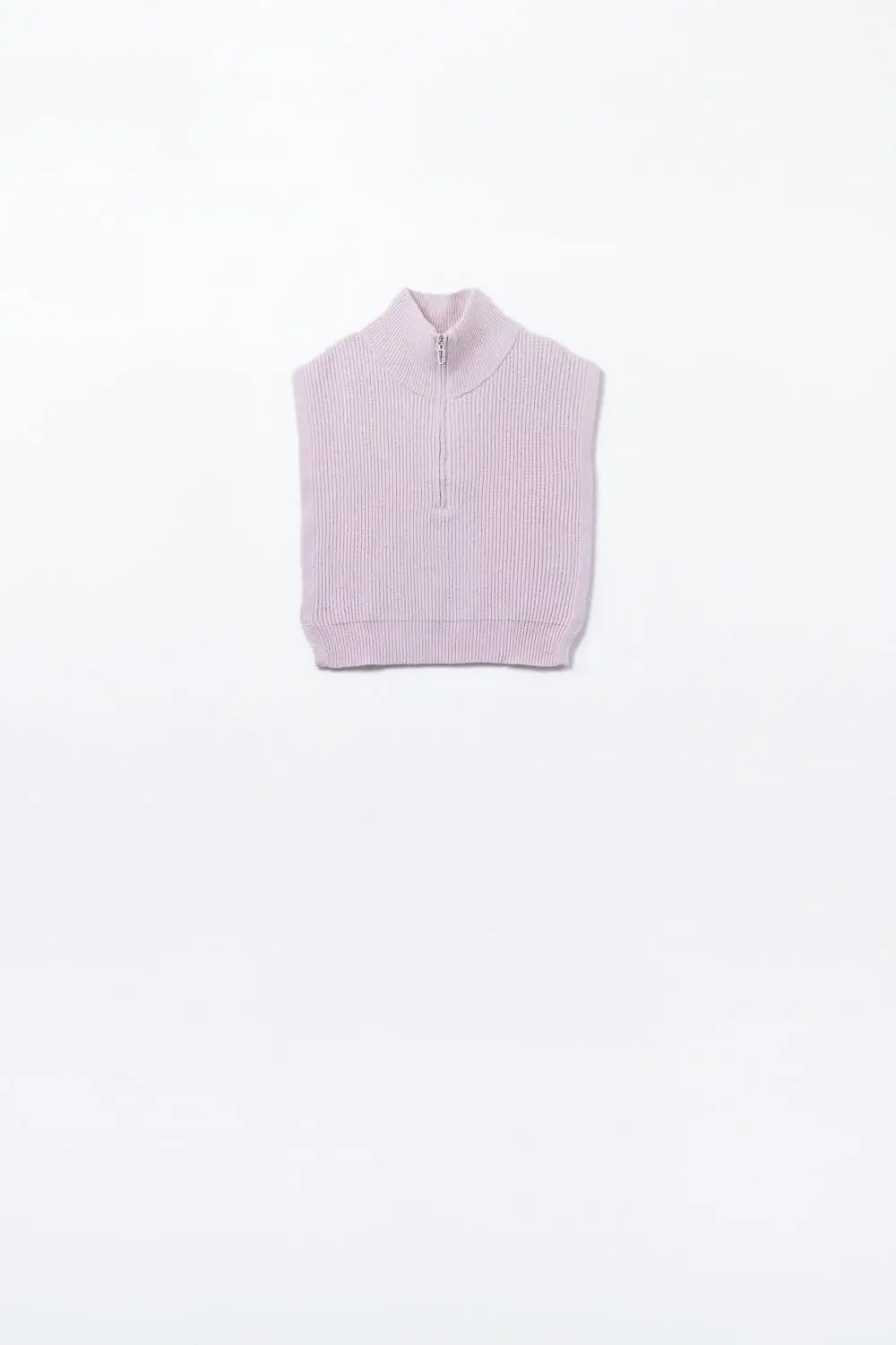 Knitted Vest with High Half-Zip Collar and Large Armholes in pink - One Size / Pink - Sweaters