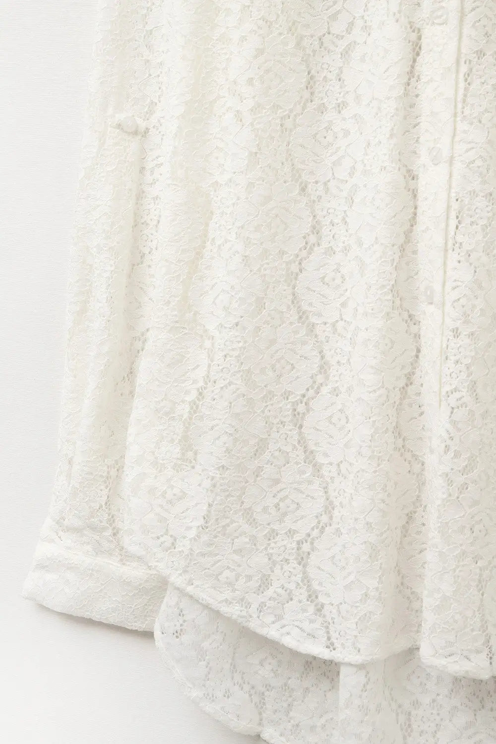 Lace High Low White Button Down Shirt - Shirts