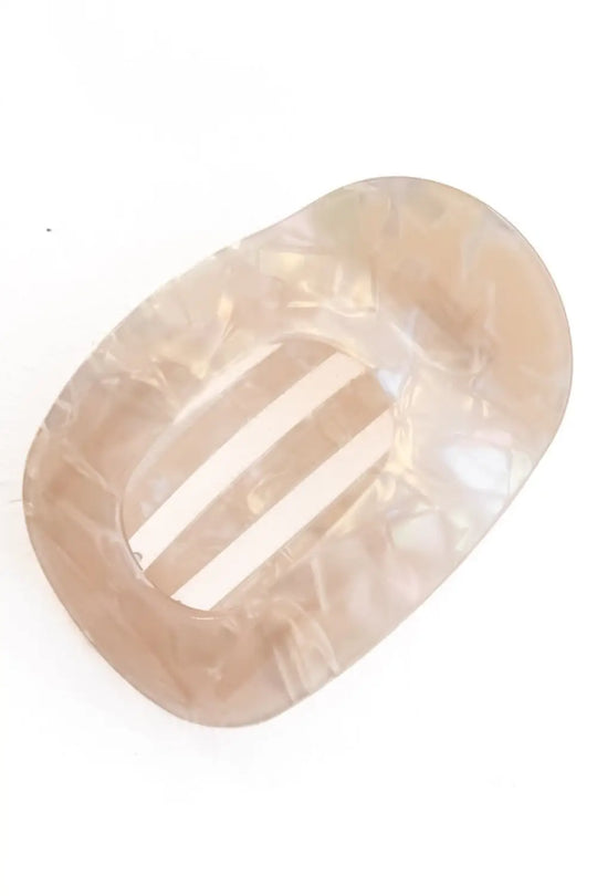 Large Flat Round Hair Clip - Cream Iridescent - Hair Clip