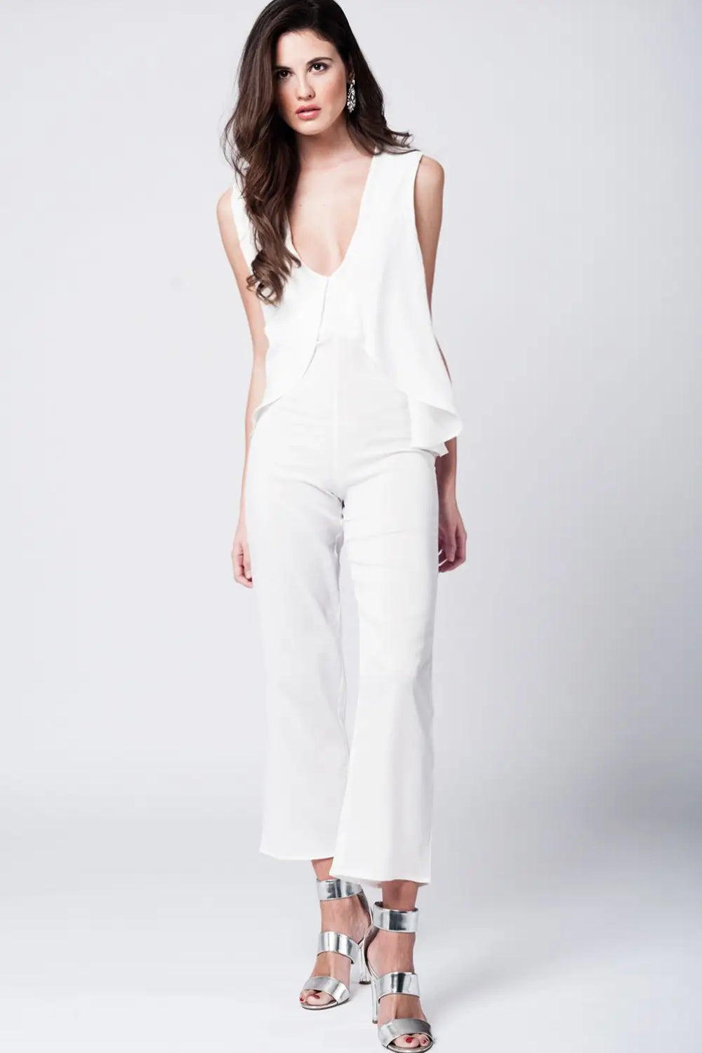 Layered white midi jumpsuit - Dresses