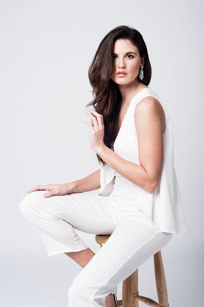 Q2 Layered white midi jumpsuit