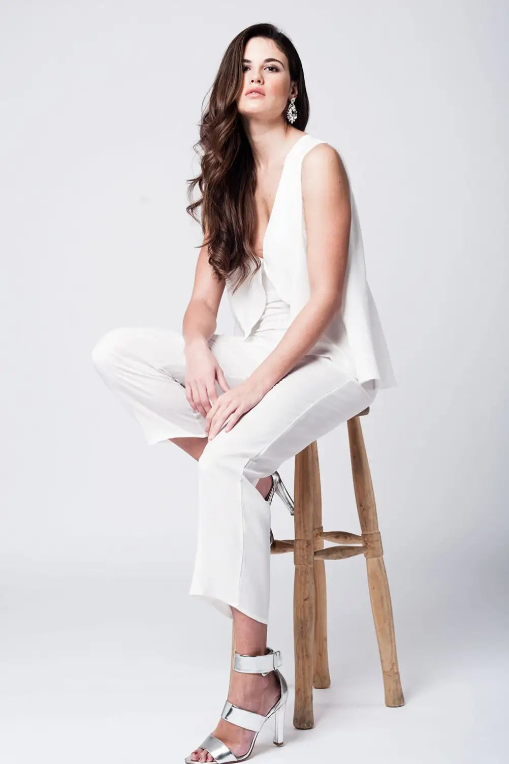 Layered white midi jumpsuit - Dresses