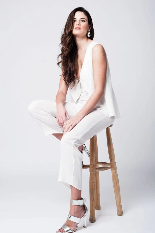 Layered white midi jumpsuit - Dresses