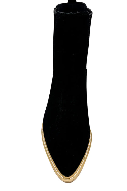 Leonor Suede Ankle Boot in Black - 100 Western Boots