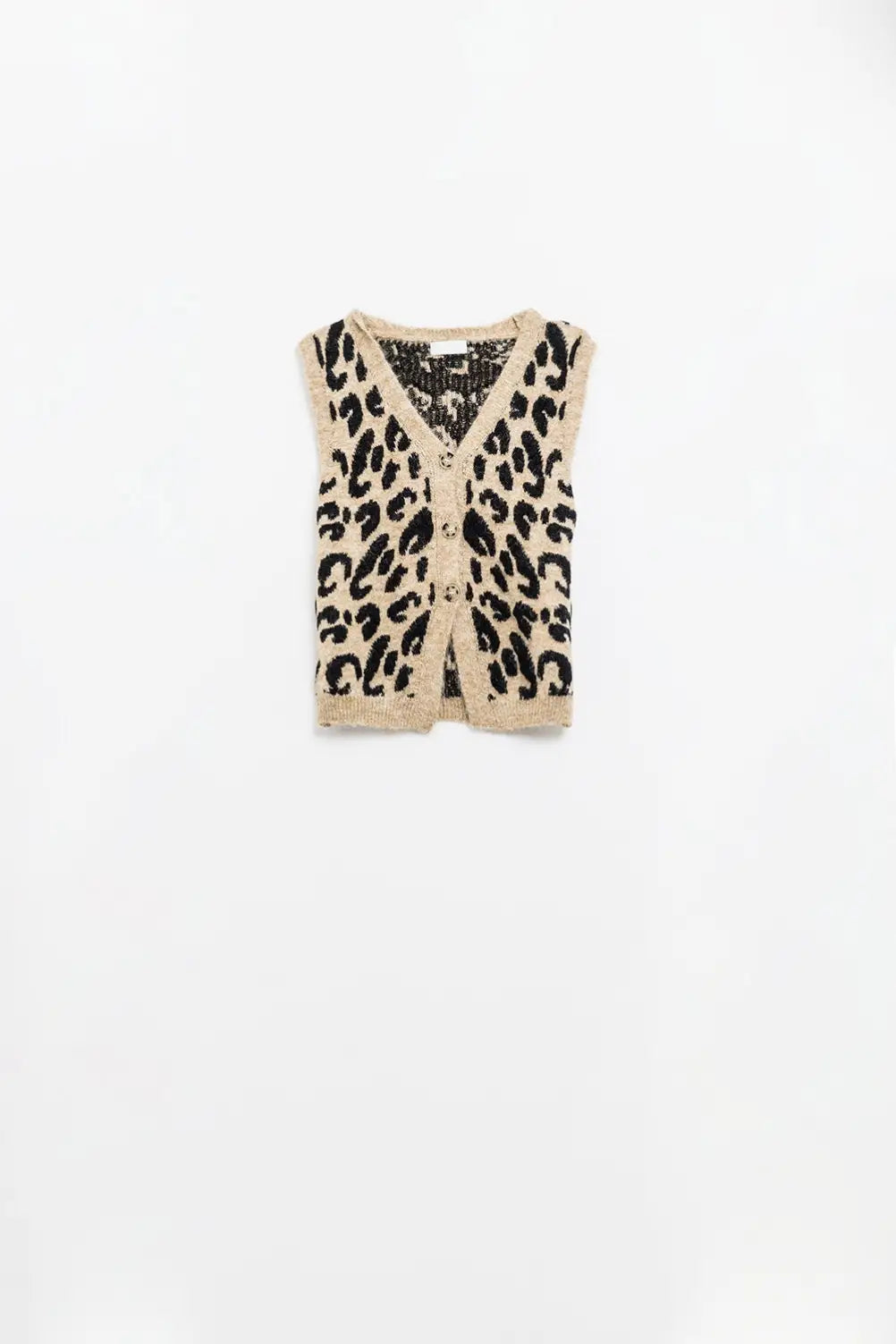leopard print knitted vest - One Size / Brown - Sweaters