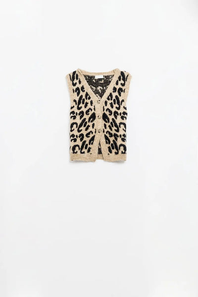 leopard print knitted vest - One Size / Brown - Sweaters