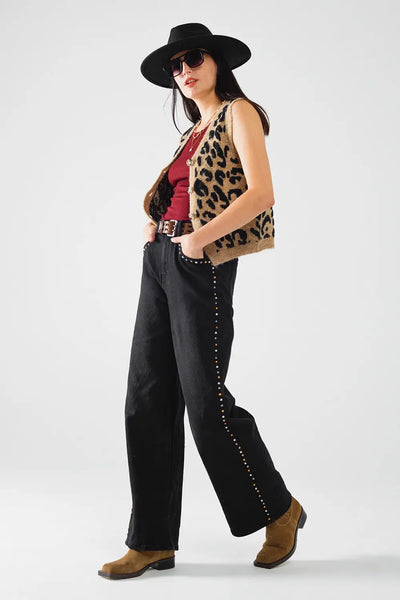 leopard print knitted vest - One Size / Brown - Sweaters