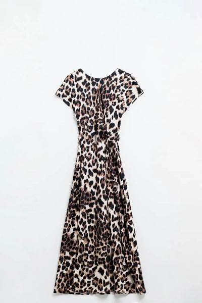 Leopard print maxi dress with knotted detail at the waist - Dresses