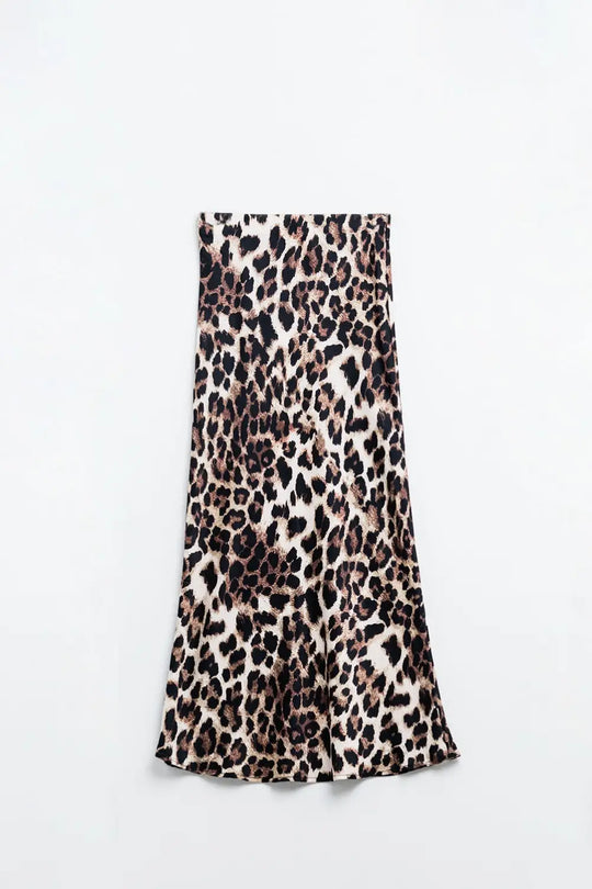 Leopard print mid-rise Flared midi skirt - Skirts