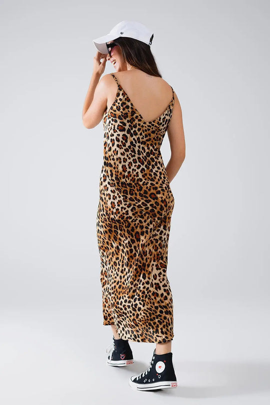 Leopard print Midi Slip Dress - Dresses