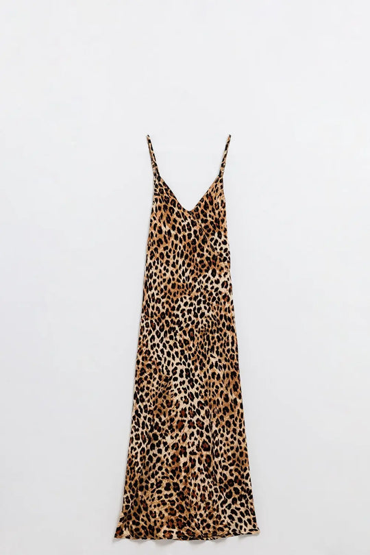 Leopard print Midi Slip Dress - Dresses