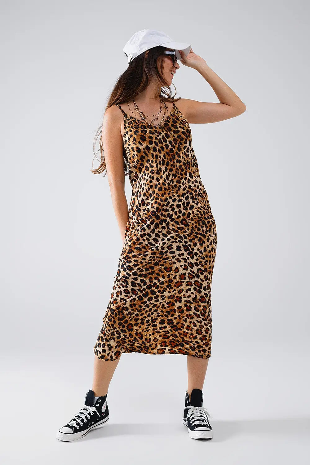 Leopard print Midi Slip Dress - Dresses