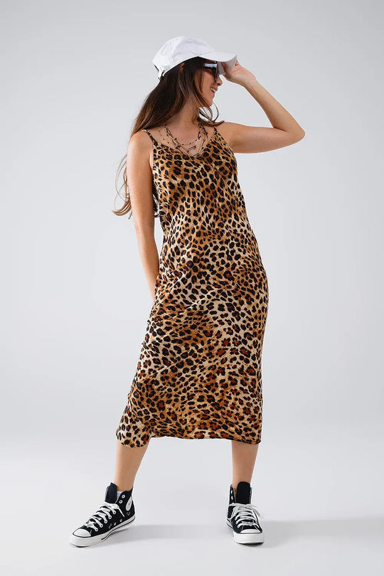Leopard print Midi Slip Dress - Dresses