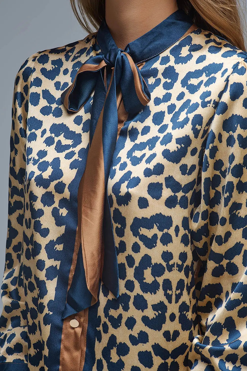 Leopard-Print Satin blouse with tie detail - Shirts