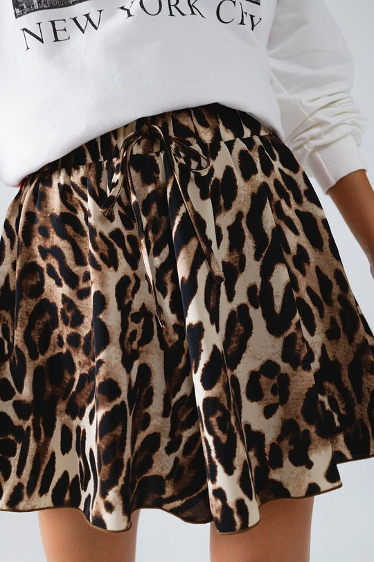 Leopard Print Shorts With Red Stripes On The Sides - Pants