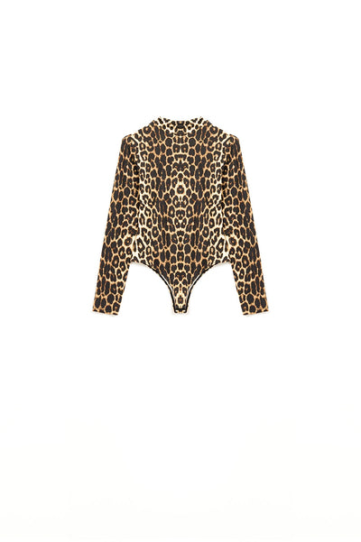 Leopard print Spandex body with long sleeve