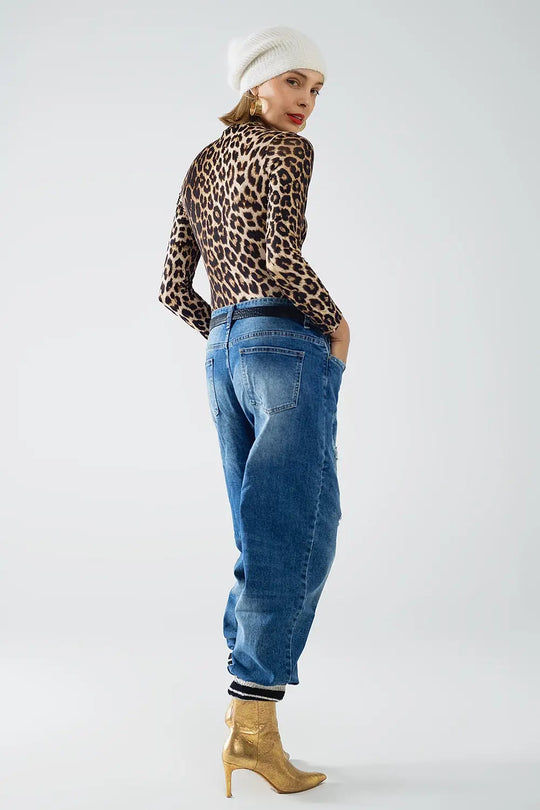 Leopard print Spandex body with long sleeve - Tops